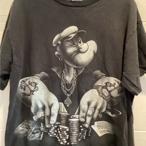 Men’s Popeye Black Graphic T-Shirt size large